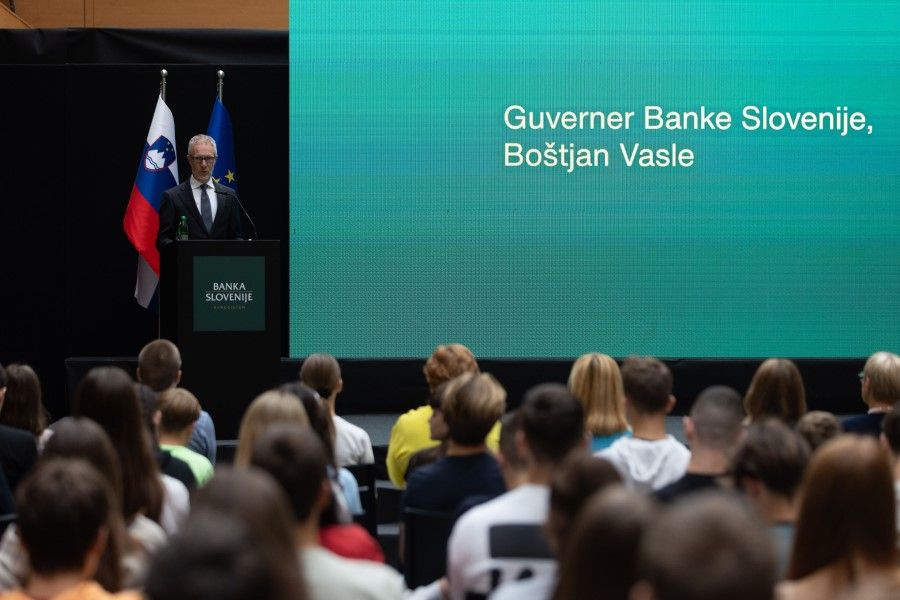 Governor Boštjan Vasle on stage