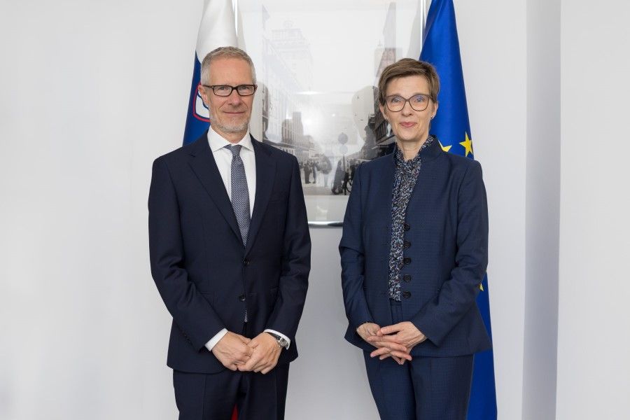Predsednica Nadzornega odbora EMN Claudia Buch in guverner Banke Slovenije